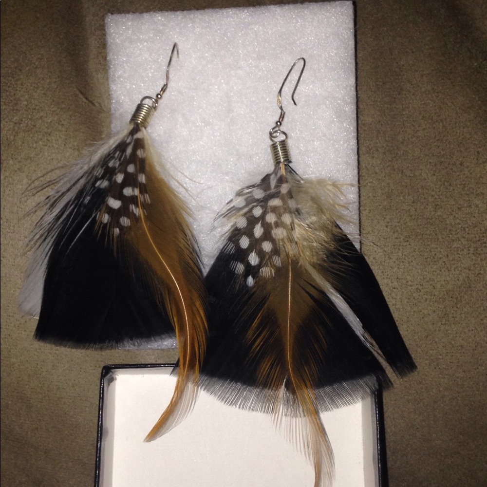 Genuine feather earrings